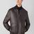 Men's genuine pure lambskin dark brown leather jacket band collar ribb cuff  classic style