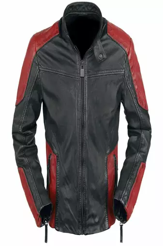 Stylish genuine black leather biker jacket  slim fit moto 2 pocket style csfe racer style