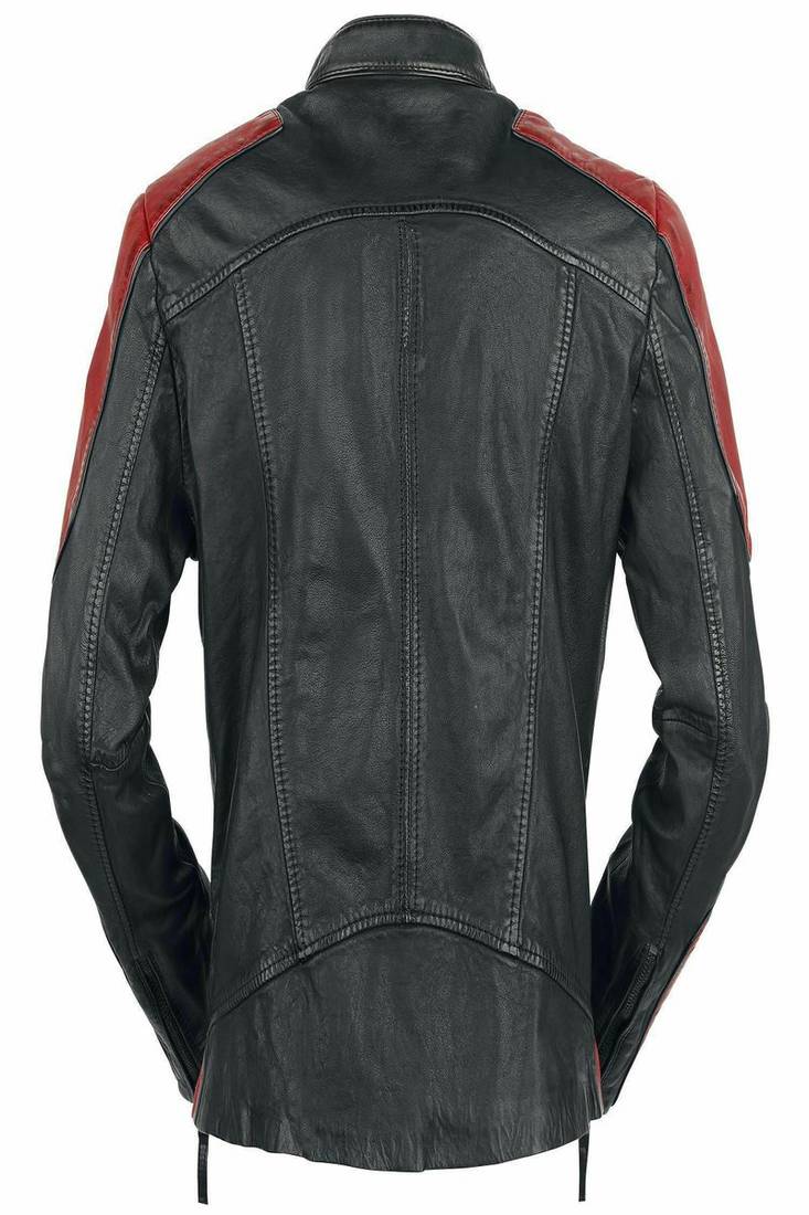 Stylish genuine black leather biker jacket  slim fit moto 2 pocket style csfe racer style
