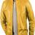 Classic yellow leather jacket pure lambskin ribb cuff stylish