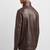 Stylish dark chocolate brown genuine leather biker jacket- 2 pocket style straight zip style