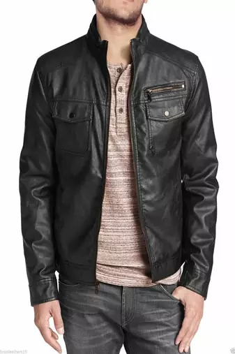 men's black lambskin leather biker jacket classic zip up style timeless