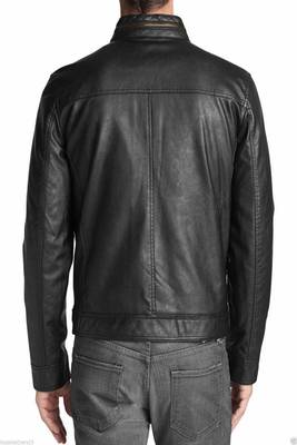men's black lambskin leather biker jacket classic zip up style timeless 2