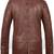 Brown lambskin leather jacket mandarin style collar & multiple horizontal buckle straps