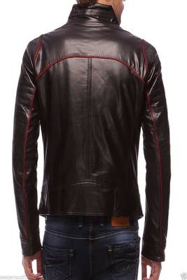 men's brown lambskin leather jacket classic zip up style premium exclusive 2
