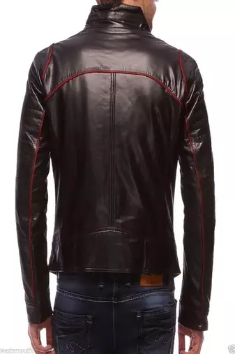 men's brown lambskin leather jacket classic zip up style premium exclusive
