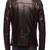 Brown lambskin leather jacket-red piping & zipper style