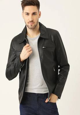 men's black lambskin leather biker jacket classic moto zip style authentic timeless 1