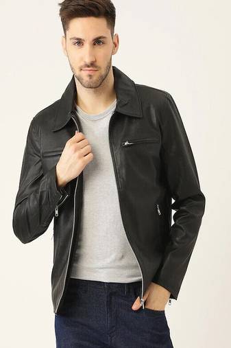 men's black lambskin leather biker jacket classic moto zip style authentic timeless