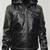 Men's black pure lambskin leather hoodie jacket  collar zip style