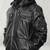 Men's black pure lambskin leather hoodie jacket  collar zip style