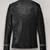 Men's black genuine lambskin leather jacket- gray strip & button detail style