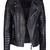 Men's black genuine lambskin leather jacket- multiple zipper & quilted hand style