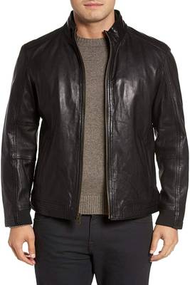 men's black lambskin leather biker jacket classic moto zip style authentic distinctive 1