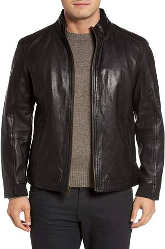 men's black lambskin leather biker jacket classic moto zip style authentic distinctive