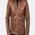 men's brown lambskin leather jacket-zipper & side pocket style