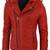 men's red premium lambskin leather jacket quilted shoulder detailing premium