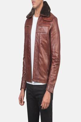 men's brown lambskin leather jacket classic zip up style premium stylish 1