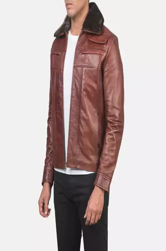 men's brown lambskin leather jacket classic zip up style premium stylish