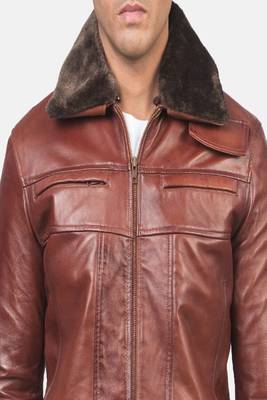 men's brown lambskin leather jacket classic zip up style premium stylish 2