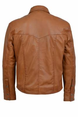 men's brown lambskin leather jacket snap button front closure 3