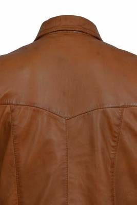 men's brown lambskin leather jacket snap button front closure 4