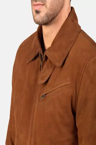 men's brown suede leather jacket classic zip up style timeless