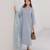 Designer powder blue chanderi silk embroidered suit set with organza dupatta for women
