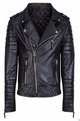 men's black premium lambskin leather jacket asymmetrical zip closure modern 1