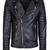 men's black premium lambskin leather jacket asymmetrical zip closure modern