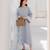 Designer powder blue chanderi silk embroidered suit set with organza dupatta for women