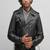 men's black premium lambskin leather jacket asymmetrical zip closure modern