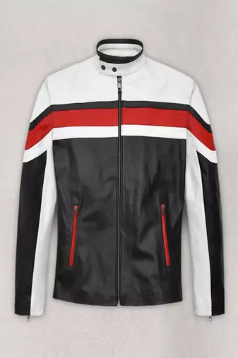 men's black lambskin cafe racer jacket band collar racer style select