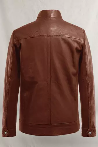 men's brown lambskin leather jacket classic zip up style premium authentic
