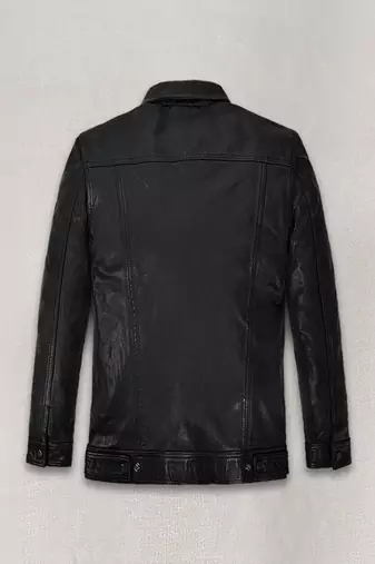 men's black lambskin leather jacket snap button front closure genuine