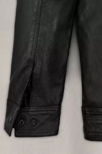 men's black lambskin leather jacket snap button front closure genuine