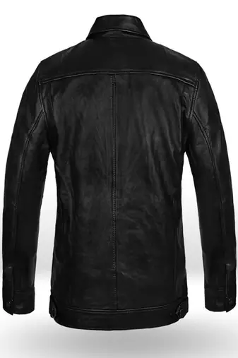 men's black lambskin leather jacket snap button front closure superior