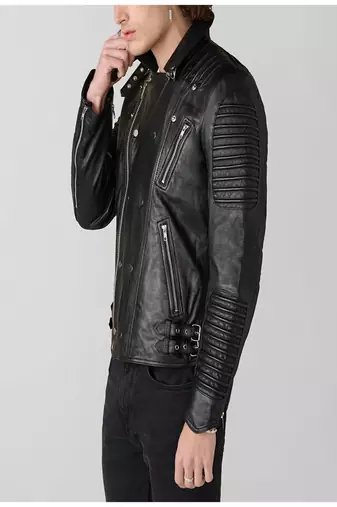 men's black lambskin leather biker jacket premium quilted design ultimate