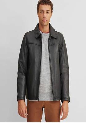 men's black lambskin leather jacket classic zip up style stylish elegant 1