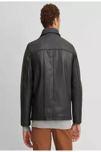 men's black lambskin leather jacket classic zip up style stylish elegant