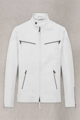 men's white lambskin cafe racer jacket asymmetrical zip closure 1