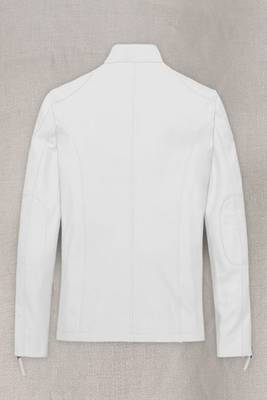 men's white lambskin cafe racer jacket asymmetrical zip closure 2