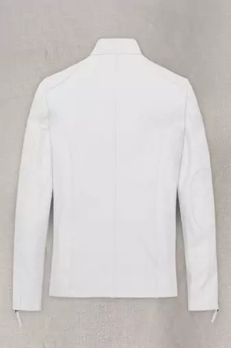 men's white lambskin cafe racer jacket asymmetrical zip closure