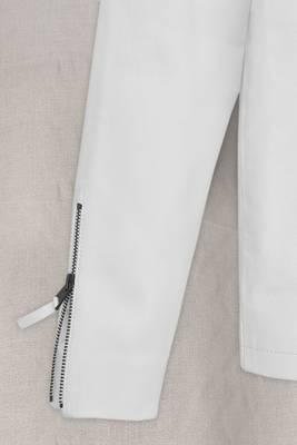 men's white lambskin cafe racer jacket asymmetrical zip closure 3
