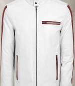 men's white lambskin leather jacket classic zip up style distinctive