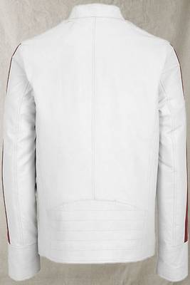 men's white lambskin leather jacket classic zip up style distinctive 2