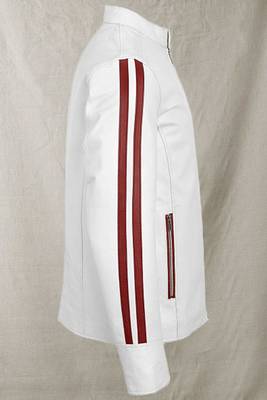 men's white lambskin leather jacket classic zip up style distinctive 3