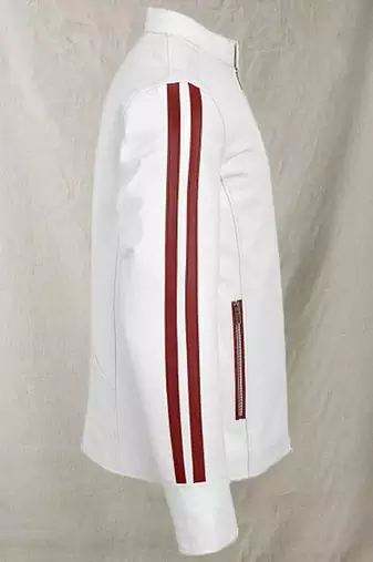 men's white lambskin leather jacket classic zip up style distinctive