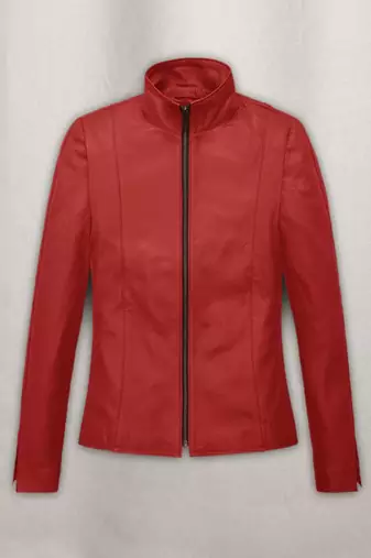 men's red lambskin cafe racer jacket band collar racer style premium