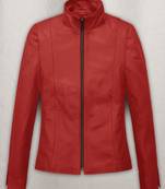 men's red lambskin cafe racer jacket band collar racer style premium